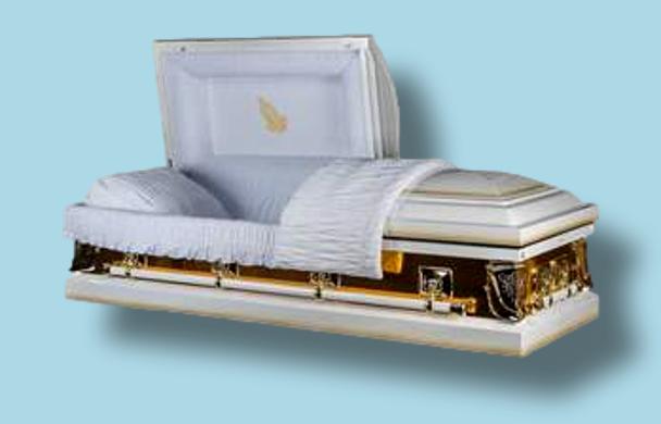 Mirror Gold Metal Casket — gold 18-gauge steel with white velvet interior (view 3)