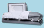The Forever Series Silver casket — silver 20-gauge steel with crepe interior (view 3)