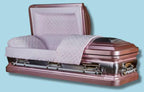 Onyx Rose Metal Casket — rose 18-gauge steel with pink velvet interior (view 3)