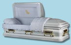 Onyx White Metal Casket — white 18-gauge steel with white velvet interior (view 3)