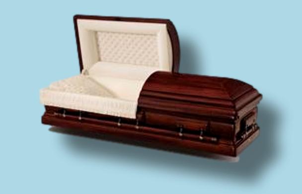 Batesville Premier Mahogany casket — solid mahogany with champagne velvet interior (view 3)