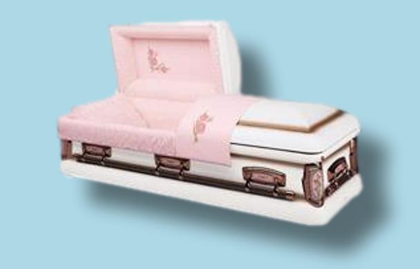 Primrose casket — primrose 18-gauge steel with pink velvet interior (view 3)