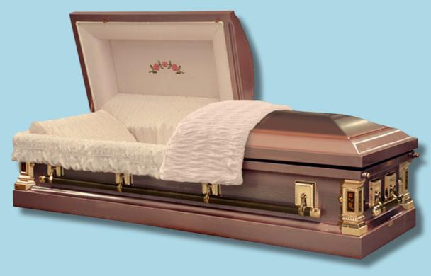 Saturn Caskets — pink 18-gauge steel with white velvet interior (view 3)