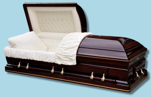 Senator Trim Wood Casket — solid cherry with ivory velvet interior (view 3)
