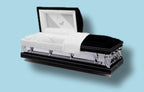 Batesville Silver Ebony Casket — silver 20-gauge steel with ivory crepe interior (view 3)