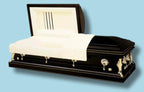 Batesville Stardust Casket — black 18-gauge steel with ivory crepe interior (view 3)