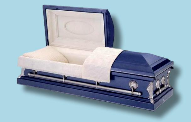 Batesville Sydney Blue Casket — purple 18-gauge steel with rosetan crepe interior (view 3)
