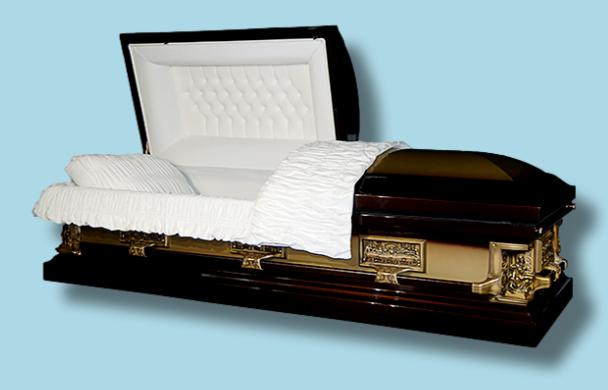 Pieta casket — bronze 18-gauge steel with white velvet interior (view 3)