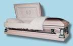 Mother Rose casket — rose 18-gauge steel with pink velvet interior (view 3)