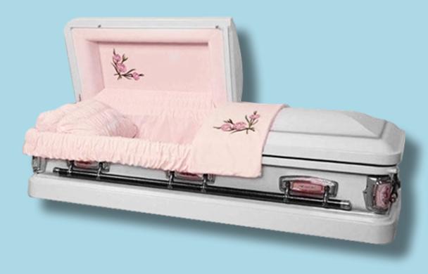 Lily Rose casket — rose 18-gauge steel with pink velvet interior (view 3)