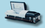 Batesville Antique Blue Casket — blue 18-gauge steel with light blue crepe interior (view 3)