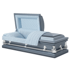 Baylor Blue casket — blue 20-gauge steel with blue interior (view 3)