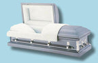 Batesville Churchill Blue Casket — blue 18-gauge steel with light blue crepe interior (view 3)