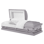Lincoln casket — silver 20-gauge steel with white crepe interior (view 3)
