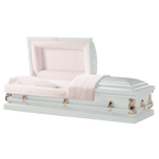 Monroe White casket — white 20-gauge steel with pink interior (view 3)
