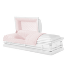Washington casket — white 20-gauge steel with pink crepe interior (view 3)