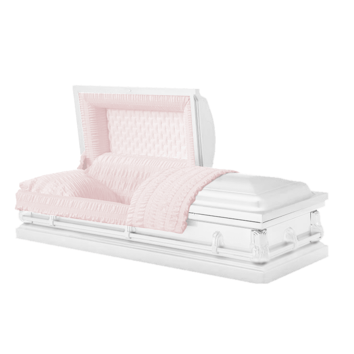 Washington casket — white 20-gauge steel with pink crepe interior (view 3)